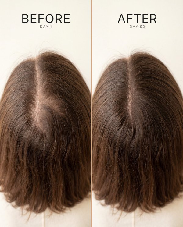 Women's hair before and after 90 days Women's hair before and after 90 days